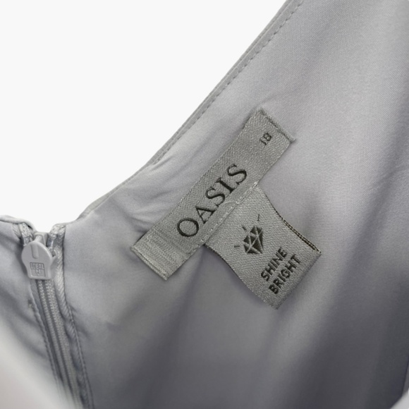 OASIS Silver Gray Cold Shoulder Slip Maxi Tiered Dress - Picture 3 of 7